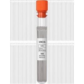 100 agujas rectas finas de 10 a 0,45 mm en un práctico tubo de almacenamiento, perfectas para bordar abalorio, hacer joyas, manualidades y bricolaje