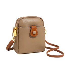 seizar Smartphone Pouch, Women's, Genuine Leather, Smartphone Shoulder Pouch, Small, Cross-Body Shape, Wallet Shoulder, Lightweight, Waterproof, Bag, Mom, Going Out, Dating, Khaki