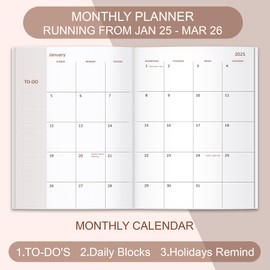 2025-2026 Monthly Planner - 15 Month Calendar from January 2025 - March 2026, Monthly Planner 2025-2026 Easy to Organize Your Daily Life, 7" x 10", Green Leaf