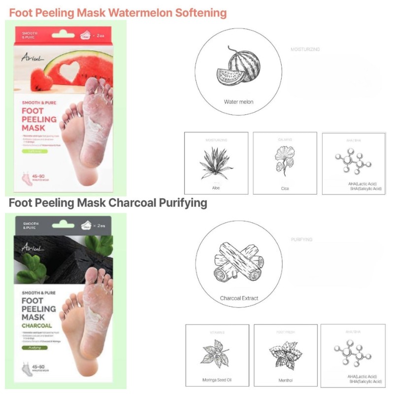 ARIUL Smooth & Pure Foot Peeling Mask 34g*2ea, Type:Rice Nourishing