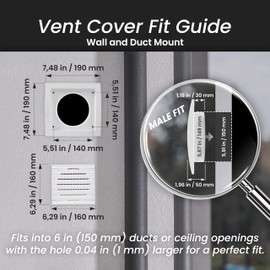 Repa Market 6 Inch Black Dryer Vent Hood/Duct Cover for Walls or Ceiling/ABS Plastic Louvered Air Grille with Built-In Mesh Screen/Exhaust and Dryer Vent Covers for Indoor & Outdoor Use