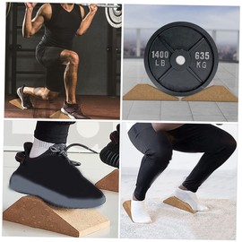 WOONEKY Cork Yoga Block for Calf Stretching and Squat Support Non-Slip Design for Home Fitness and Indoor Workouts