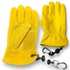 [Chez-M] Genuine Cowhide Leather Multi-functional Gloves with Carabiner & Magnet,