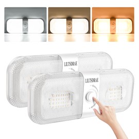 LILTSDRAE RV Lights Interior 1700LM，3 Color 12V Volt Led Light, Super Bright 120 LEDs Dome Light Fixture for RV Accessories/Camper/Car/Trailer/Boat(Crystal Finish/(Cold +Warm+Natural Light) 2PCS)