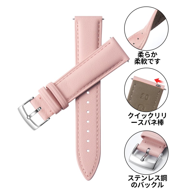 BINLUN, Leather Watch Strap, Quick Release, Leather Watch Band, Multiple