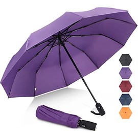 ZOMAKE Regenschirm Taschenschirm Sturmfest,Klein Schirm mit Auf-Zu-Automatik für Herren Damen - Travel Umbrella mit UV Schutz, (Violett)