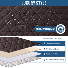 TAOCOCO 100% Waterproof Loveseat Recliner Cover-Recliner Cover with Non-Slip Granule, Recliner Chair Covers with Elastic Band,Washable Recliner Chair/Protector for Pets(Chocolate, 2 Seater)