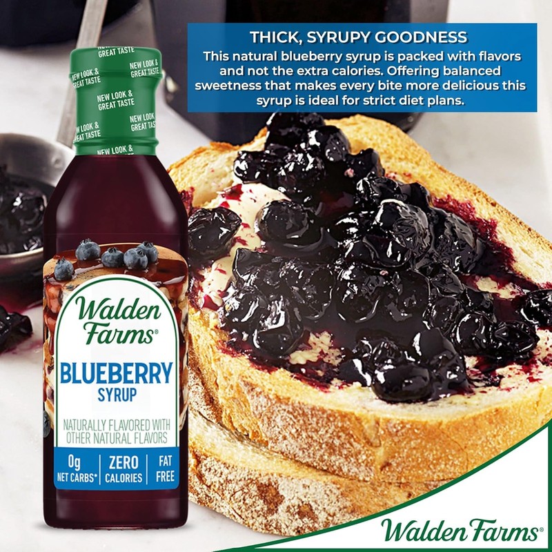 Walden Farms Blueberry Syrup - Sugar-Free, Calorie-Free, Low Carb, Keto-Friendly,
