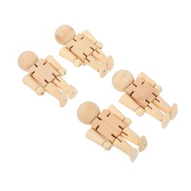 Operitacx Blank Wooden Figure Craft Kit 4pcs Drawing Robot Decor for Decorative Paintings Toy Set