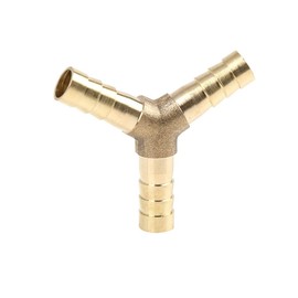 sourcing map 8 mm brass hose nozzle, hose fitting, Y-shaped 3-way hose connection for air, water, gas, oil