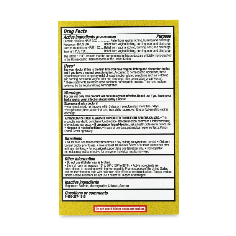 Equate, Yeast Relief, 60 Count, Tablets, Temporarily relieves yeast infection