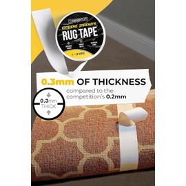 Double Sided Carpet Tape [2 Inch x 10 yd] Secure Area Rugs to Carpets, Laminate, and Hardwood Floors, Easy to Remove and Restick Without Residue or Damage to Rug or Floor