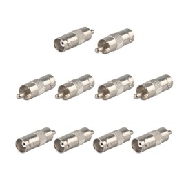 Futheda 10PCS BNC Female to RCA Male RF Coaxial Connector Coax RG6 Coupler Adapter BNC Jack to RCA Plug Straight Converter Coaxial Cable Connector for CCTV 6 10 20 Surveillance Video Security Camera