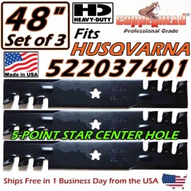 For Husqvarna COPPERHEAD 3-PACK 48" HD HUSQVARNA MULCHING GATOR BLADES 522037401 - MADE IN USA