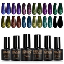 ROSALIND Chameleon Gel Polish - 12 Colors Aurora Shimmer Gel Nail Polish Set Multicolor Gradient Effect Soak Off UV Set Sparkle Chrome Nail Art Collection Manicure Gift for Women