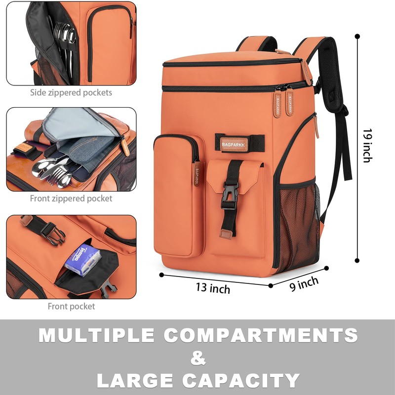Insulated Cooler Backpack,33 Cans Multifunctional Double Deck Leakproof Cooler Bag