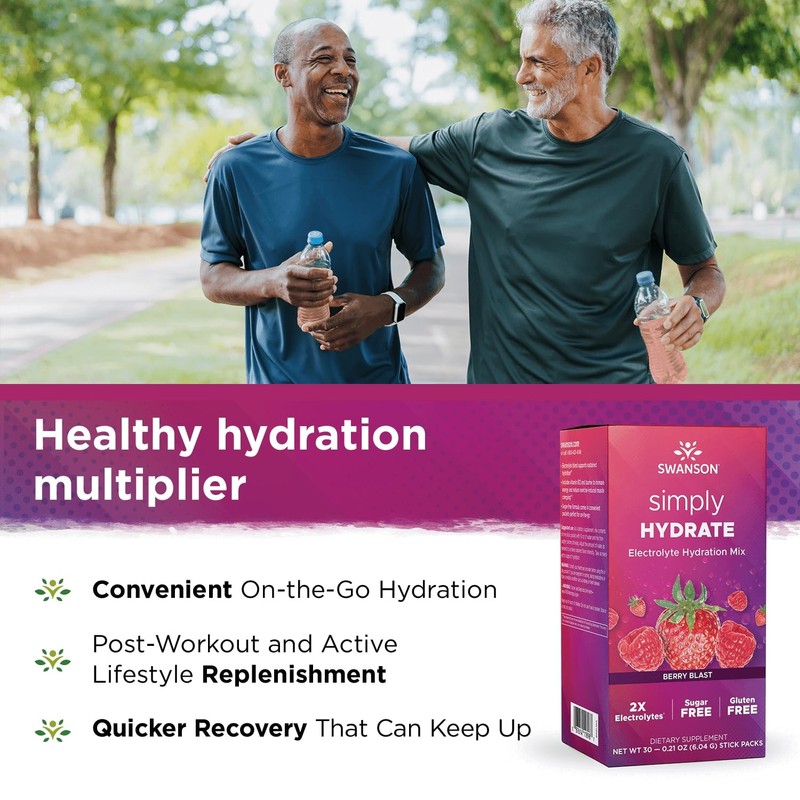 Swanson Simply Hydrate Electrolyte Mix - Sugar-Free Berry Blast Flavor