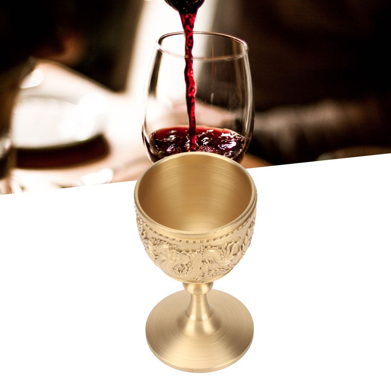 Gold Chalice Retro Embossed Style Thickened Brass Luxurious Elegant Luster