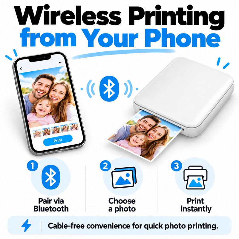 MT53 Pocket Photo Printer for Mobile Printing – Bluetooth ZINK