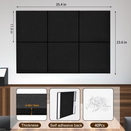 Bulletin Board, 6 Pcs Large Cork Board for Wall 36" x 24", Felt Pin Board Tiles with 40 Pushpins, CorkBoards for Office Home Decor