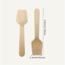 Paquete de 200 Cucharas Desechables de Madera. - Medida: 9.5 cm - Ecologicas y compostables. - Ideal para Yogurt, Helado, Degustación y Meriendas | Perfectas para Bodas, Graduaciones y Eventos