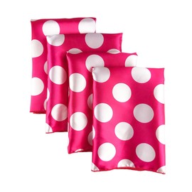 Hot Pink with White Polka Dot Satin Fabric Napkins Set of 4 Soft Suitable for Themed Events Kids Girls Princess Birthday Valentines Galentines Weddings & Holiday Parties 18 Inches x 18 Inches