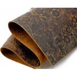 QMYBROW Bump Texture Tooling Leather Sheets Plain Geometric Pattern Printed Leather Shapes for Crafts (Pattern | Dark Brown, 12"X24")