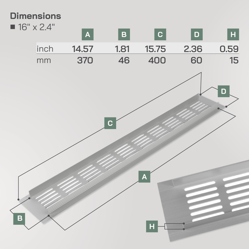 Vent Systems 400 x 60 mm / 16" x 2.4"