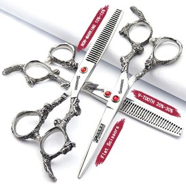 6 Inch Hairdressing Scissors, 17.5 cm, Silver/Black, 440C Hairdressing Scissors, Efficient Scissors (Pack of 3)