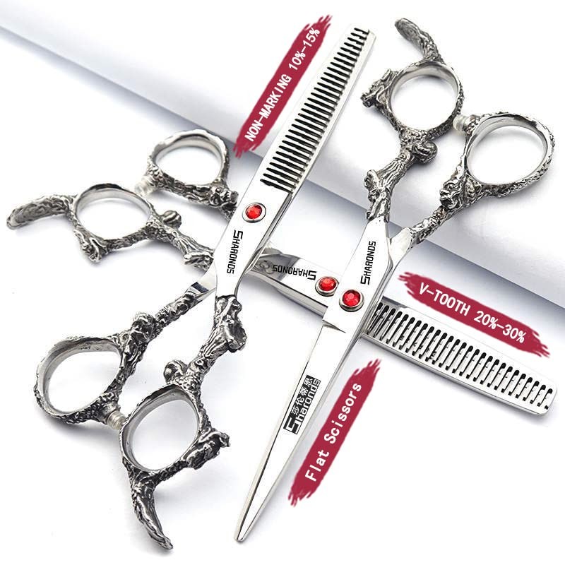 6 Inch Hairdressing Scissors, 17.5 cm, Silver/Black, 440C Hairdressing Scissors,