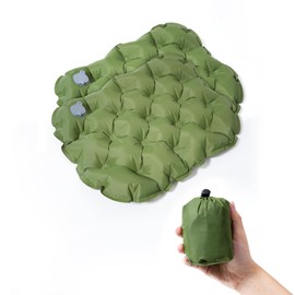 Airplane Travel Seat Cushion - Inflatable Waterproof Air Pad with Repair Kit and Storage Bag, Portable for Hiking Trekking Office Flights Car Stadium Seating (15.75"x11.82") Military green-2pack