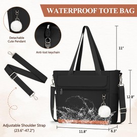 Canvas Tote Bags for Women with Zipper Waterproof Work Bag Large Crossbody Bag for Work Travel Teacher Nurse College