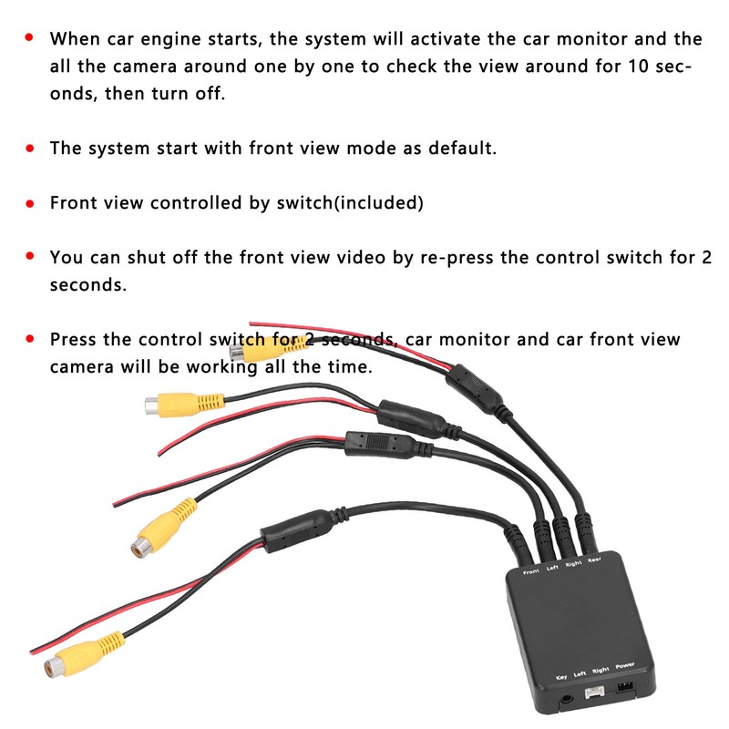 4 Way Car Video Switch 360 Degree Panoramic Rearview Camera