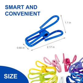 Utility Clips, 2 Inch PVC Coated, Colorful Food Bag Sealer and Clothesline Pins, for Kitchen and Laundry, Multipurpose, 10 Pcs