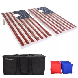 GoSports Regulation Size Premium Wood Cornhole - Rustic American Flag