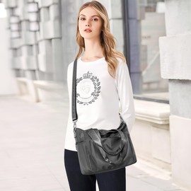 DEEVORCA Fashion Women's Shoulder Bag Simple Casual Travel Messenger Bag Multi Pocket Women Crossbody Tote Bag Work Shopping Dating Multifunctional Large Nylon Handbag Grey