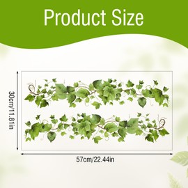 Green Leafy Vine Wall Stickers Decor 4 Pcs Green Natural Plant Wall Decals Peel and Stick Leaf Wall Stickers for Living Room Bedroom Classroom Kitchen Art Decorations