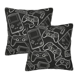 Video Games Controller Throw Pillow Cover Set of 2 Pillow Cushion Cases Soft Throw Pillows for Living Room Bedroom Sofa Couch Cushion Cover 18 X 18 Inch
