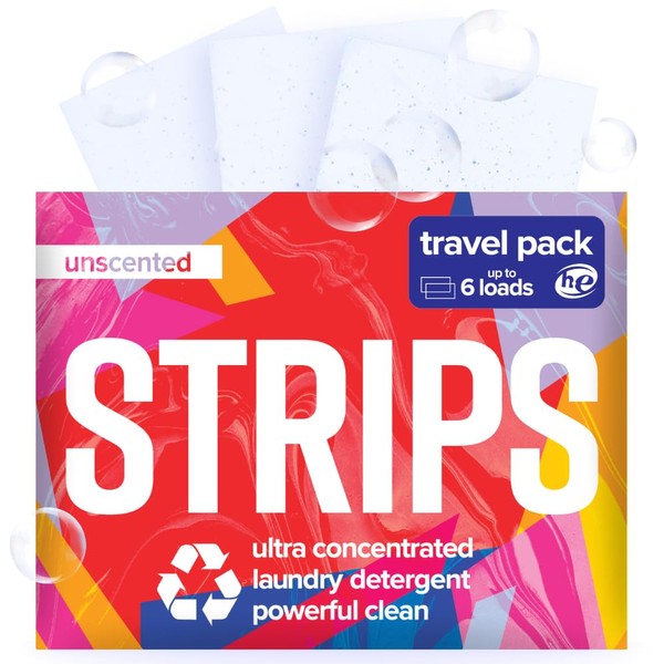 STRIPS Laundry Detergent Sheets Unscented Travel Pack (3ct, 6 loads)