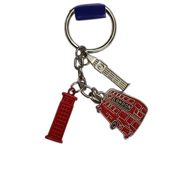 London Metal Charm Keychain - 3D Red Telephone Box Phone