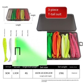 Cross border Luya T-tail Soft Bait Bait 5.5cm7cm9cm12cm two-color bait Lead Head Hook Soft Worm soft bait set - specification: 9cm-31 sets