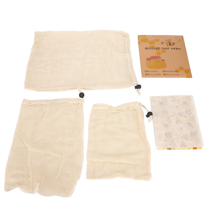 Recyclable Reusable Beeswax Seal Food Fresh Keeping Cloth with Mesh