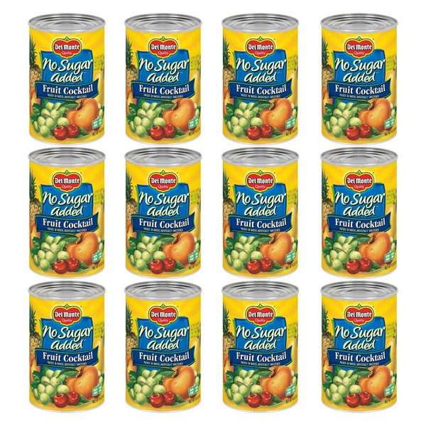DEL MONTE No Sugar Added Fruit Cocktail, Canned Fruit, 12 Pack, 14.5 oz Can