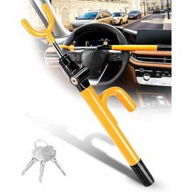 Steering Wheel Lock Anti-Theft Device Security Car Lock Anti Theft Car Device Visible Car Wheel Lock Adjustable Antitheft Locking Devices with 3 Keys (Yellow) - Color: Black