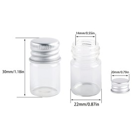 MaxMau Mini Glass Bottles with Screw Caps 5ml 24 Sets Aluminum Top Metal Lids 5 Milliliter Tiny Vials Small Jars DIY Storage Art Craft Decor