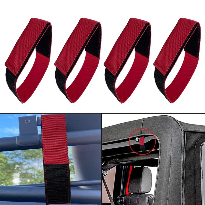 Soft Top Roof Tie Down Strap for Jeep Wrangler JK,Adjustable