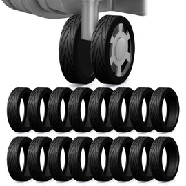 DGMDGS 16 Pack Upgrade Luggage Wheel Covers, Silicone Protective Cover for 2-2.4" Spinner Wheel, Wear-Resistant, Silent, Suitcase Accessories for Carry-On Travel Luggage (Black)