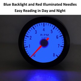 ETOPARS Universelle Kfz Auto Drehzahlmesser 2Zoll 52mm Auto Geschwindigkeitsmesser Messgerät Motor Tachometer Zeiger Anzeige Tacho Blau Lichtanzeige Instrument Tachoanzeige