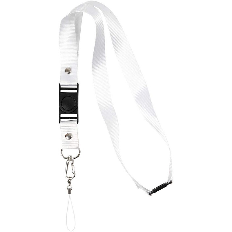 Key Strap, L: 53 cm, white, 5 pcs
