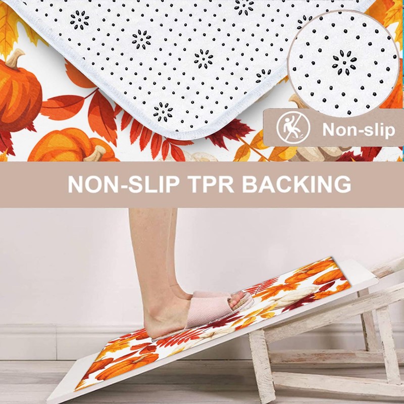 Arttown Autumn Orange Pumpkin Bathroom Rug Mat Set of 2,